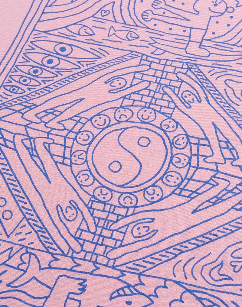 OLOW Taijitu T-Shirt in Rosa-Lila – Taijitu Rückenmotiv im Detail